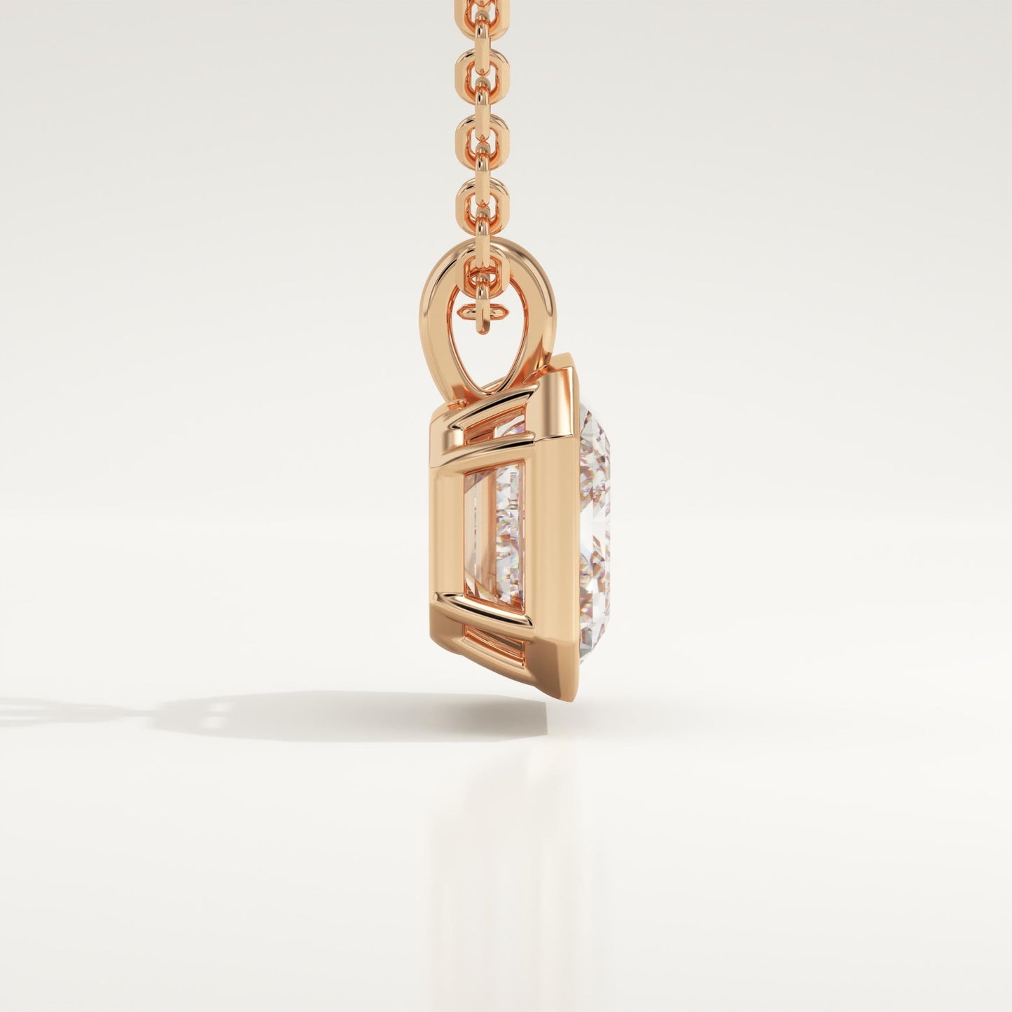 2 CT East West Emerald Lab-Grown Diamond Solitaire & Bezel Necklace