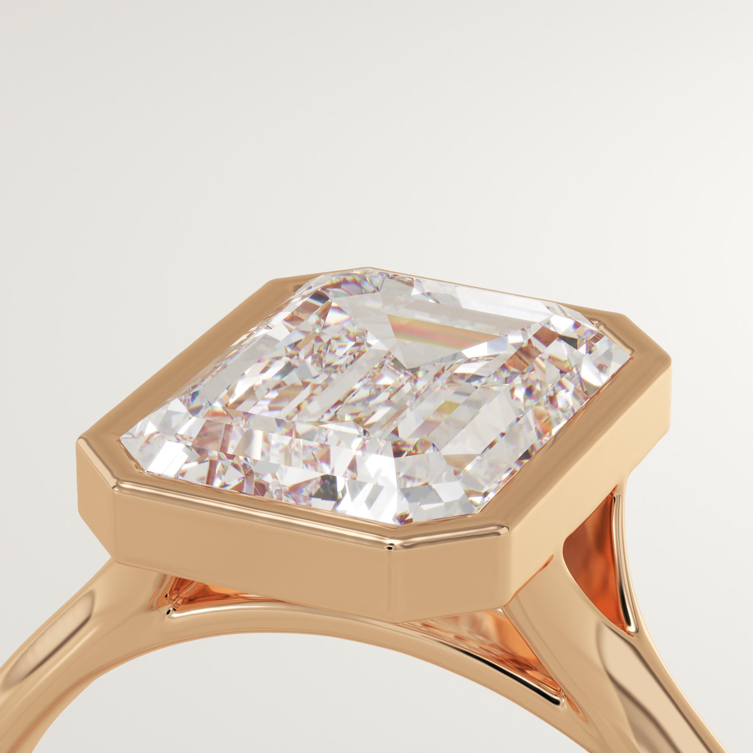 2.0 CT Emerald Cut Bezel Lab-Grown Diamond Engagement Ring