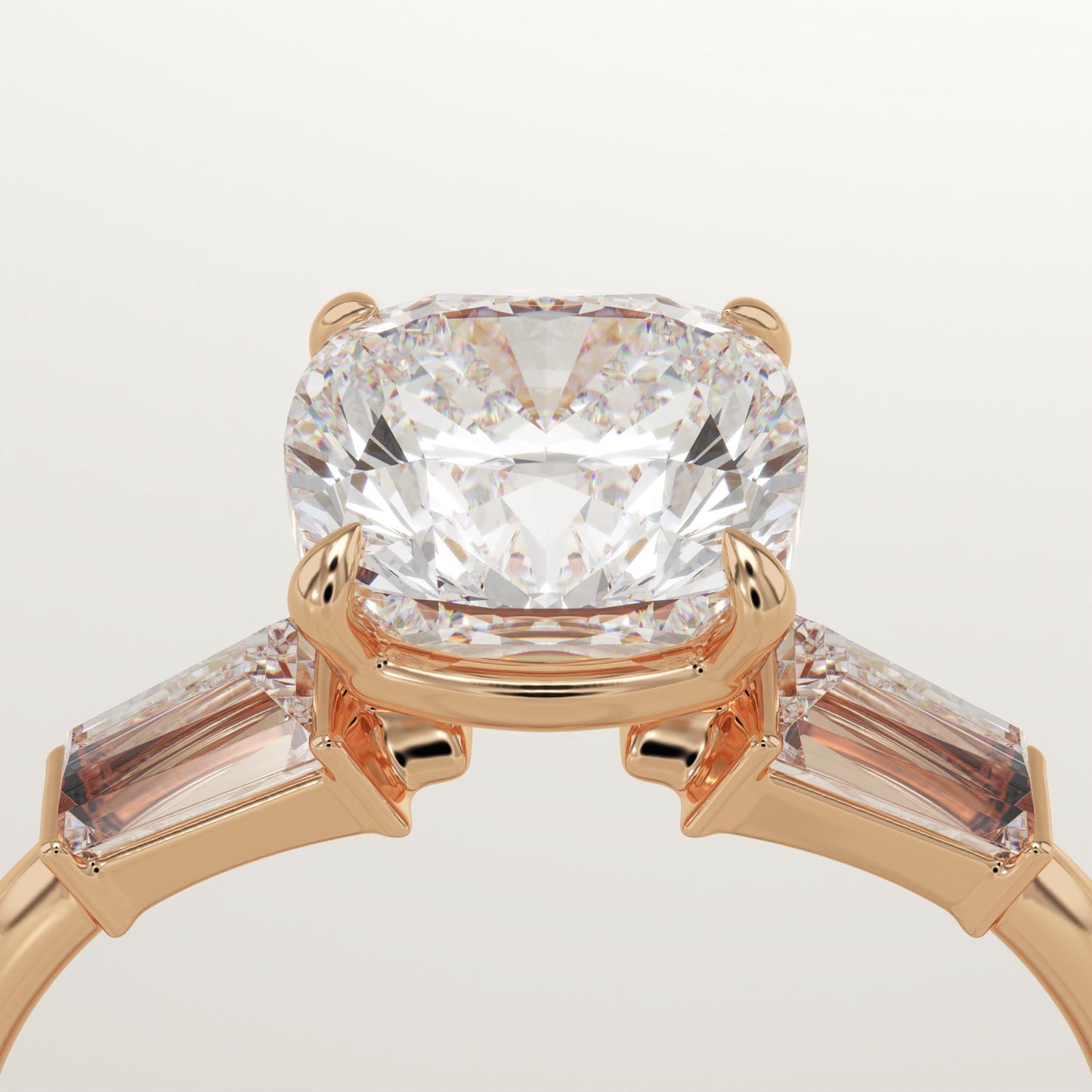 1.75 CT Cushion Cut Three Stone Moissanite Engagement Ring
