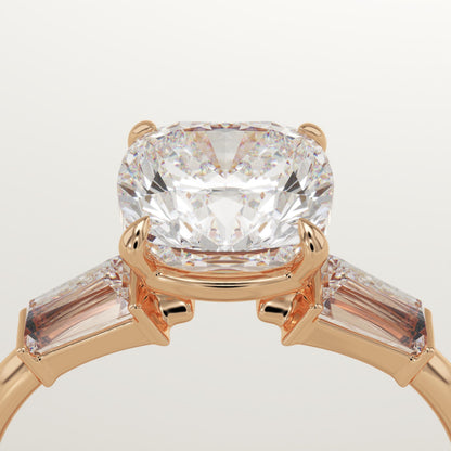 1.75 CT Cushion Cut Three Stone Moissanite Engagement Ring