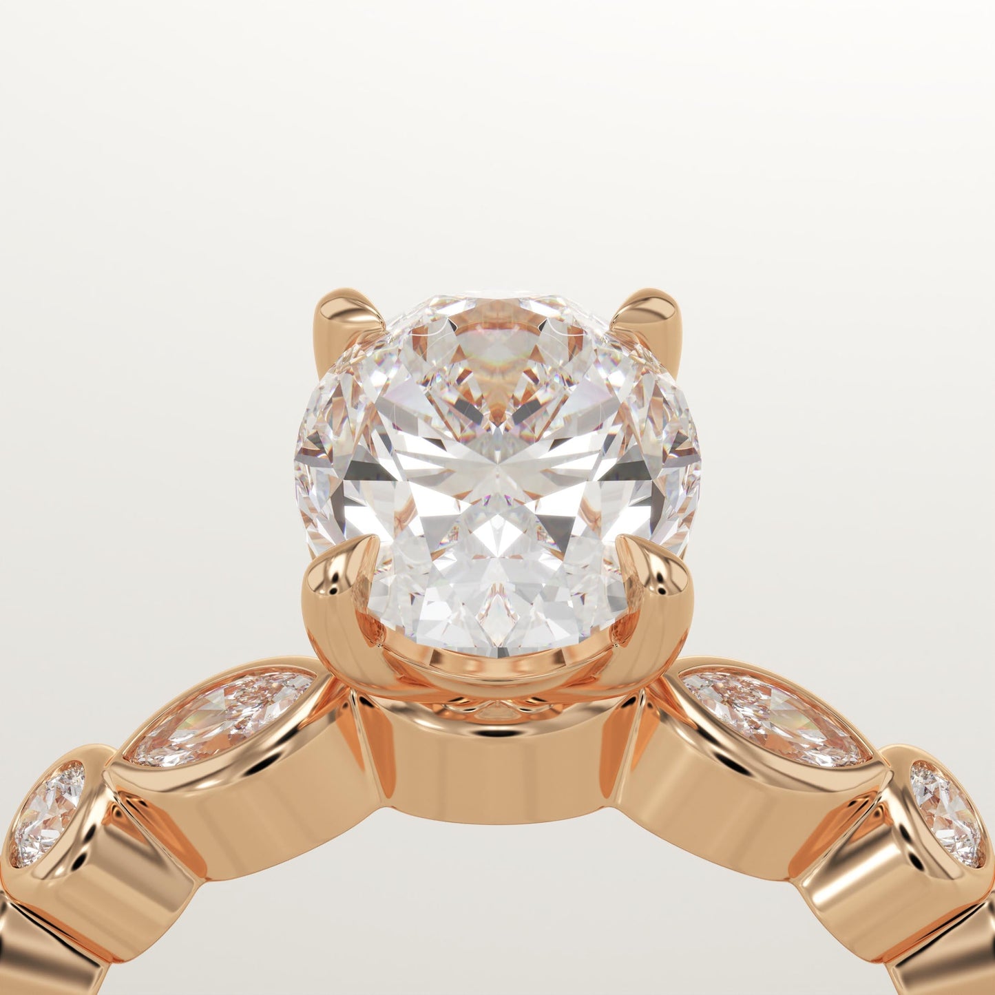 Oval Cut Pave Lab-Grown Diamond Engagement Ring