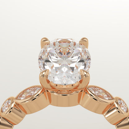 Oval Cut Pave Lab-Grown Diamond Engagement Ring