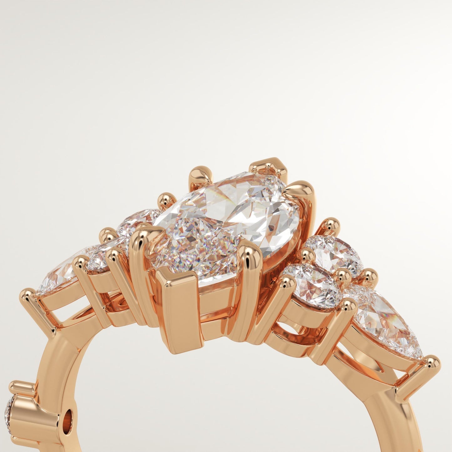 Marquise Cut Cluster Lab-Grown Diamond Engagement Ring