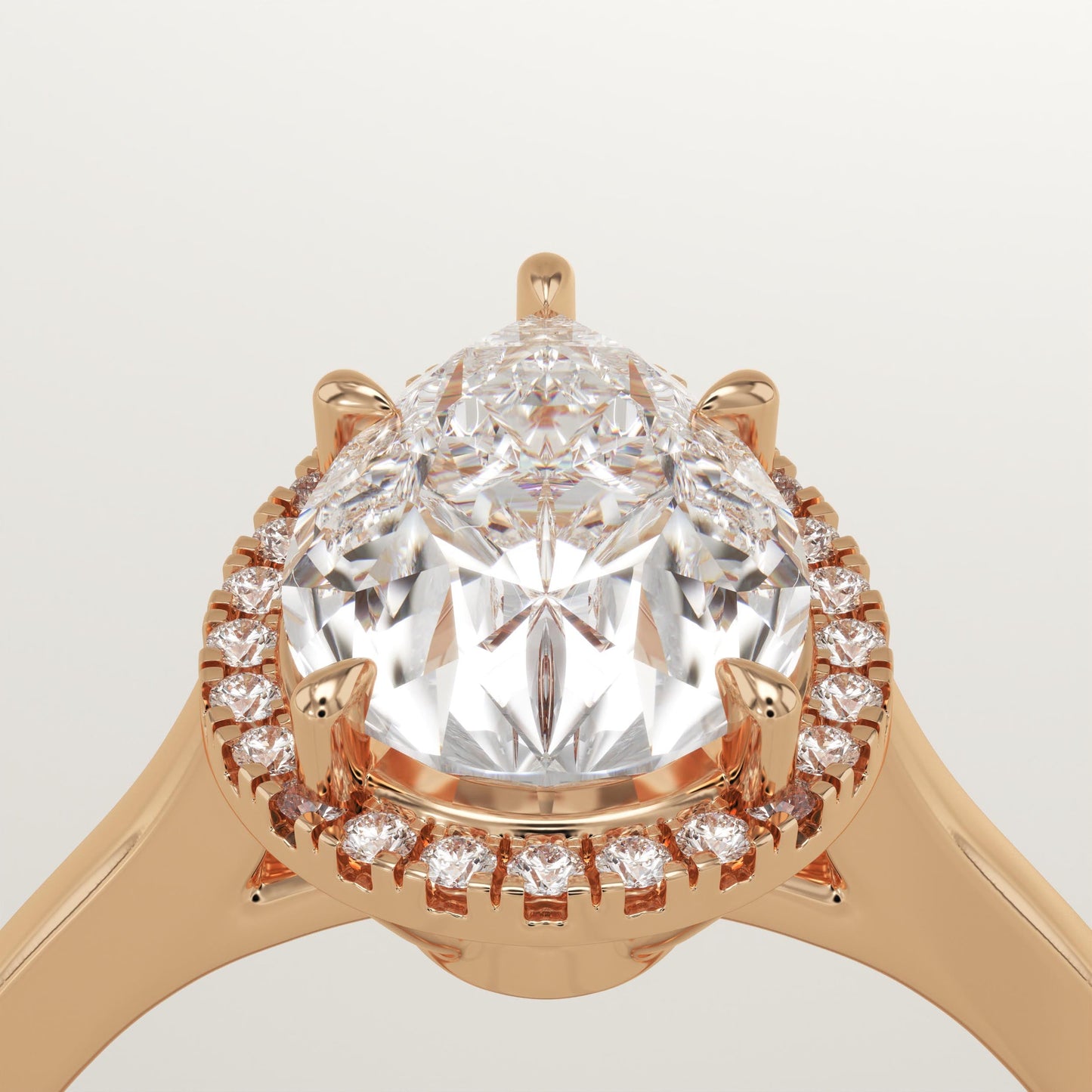 Pear Cut Halo Lab-Grown Diamond Engagement Ring