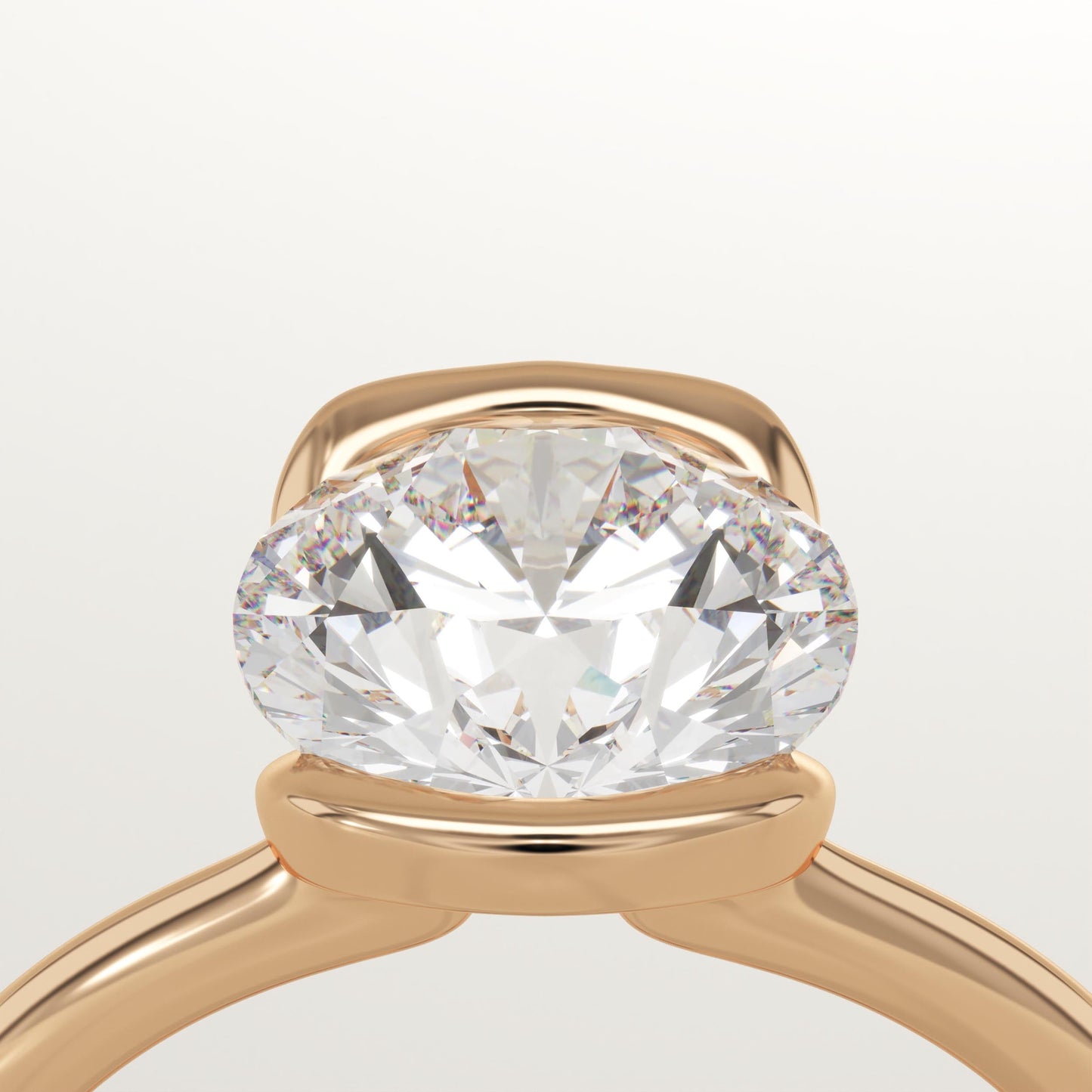 Round Cut Half Bezel Lab-Grown Diamond Engagement Ring