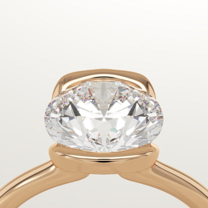 Round Cut Half Bezel Lab-Grown Diamond Engagement Ring