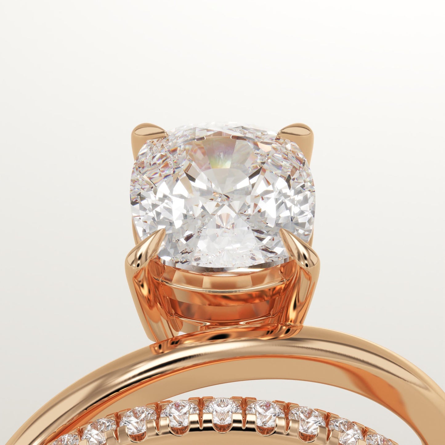 Elongated Cushion Cut Pave Lab-Grown Diamond Engagement Ring