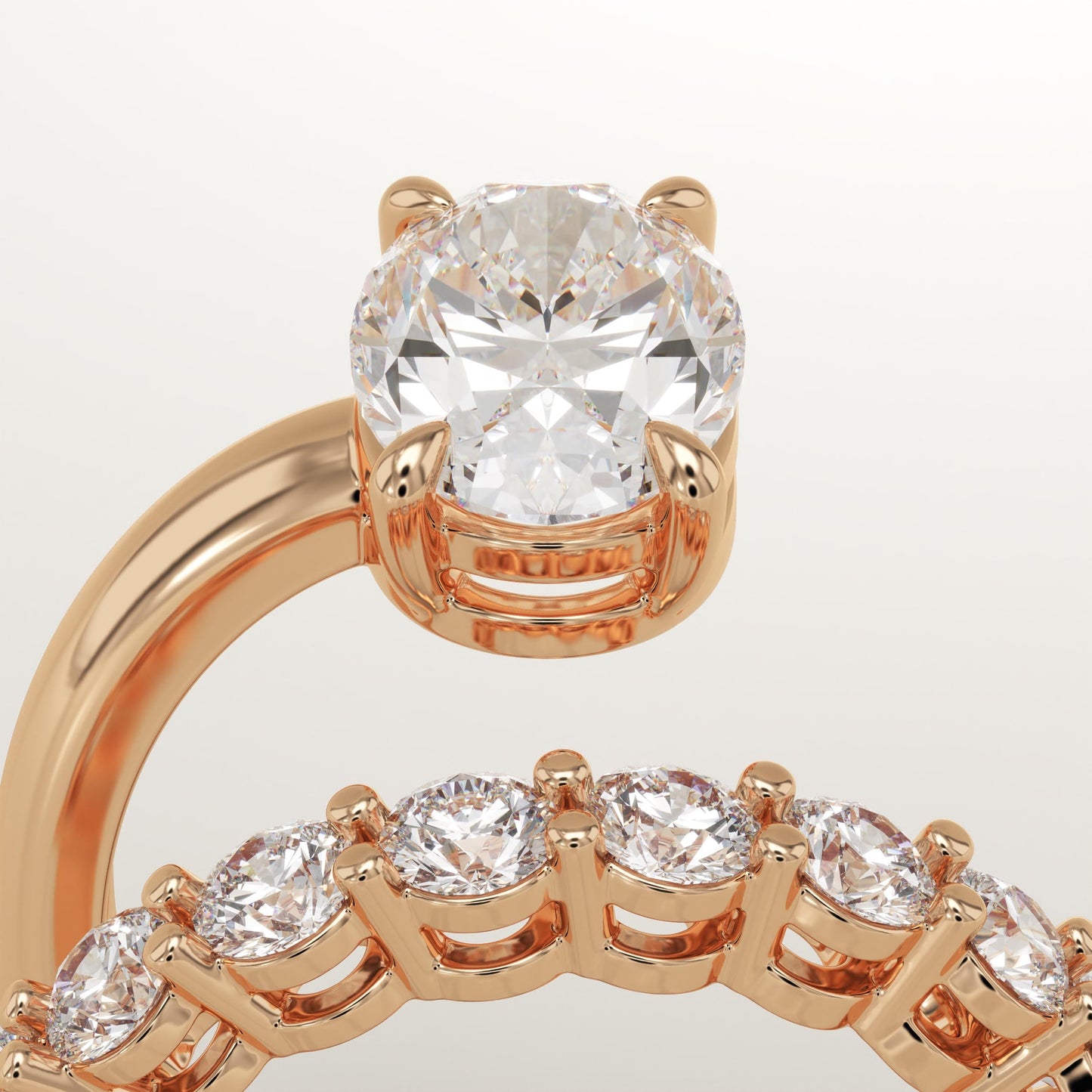 Oval Cut Pave Lab-Grown Diamond Engagement Ring
