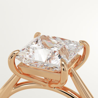 Princess Cut Solitaire Cathedral Lab-Grown Diamond Engagement Ring
