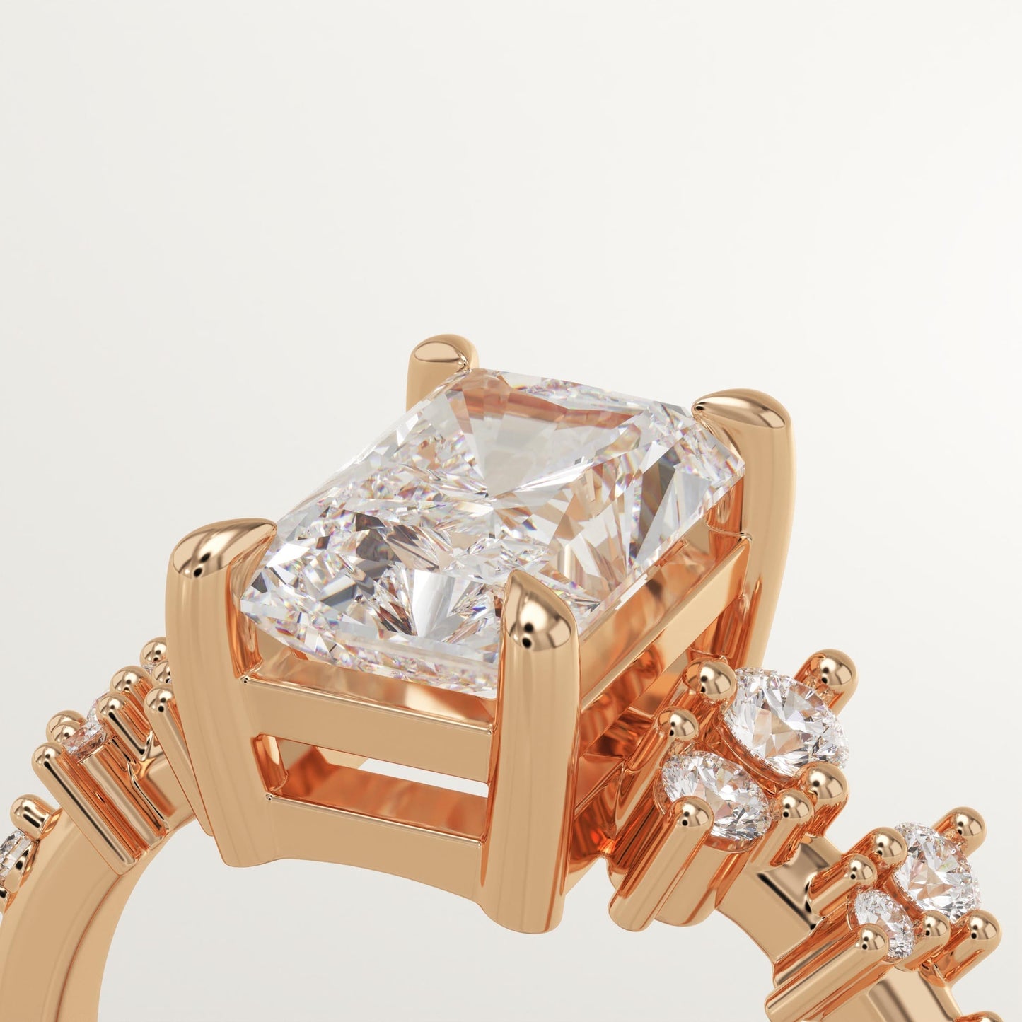 Radiant Cut Cluster Lab-Grown Diamond Engagement Ring