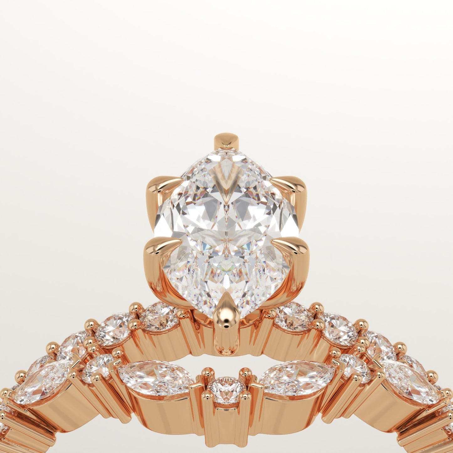Marquise Cut Pave Lab-Grown Diamond Bridal Set