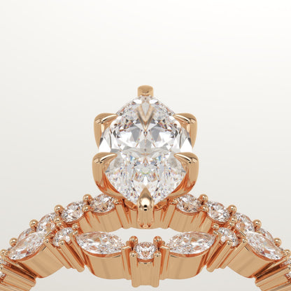 Marquise Cut Pave Lab-Grown Diamond Bridal Set