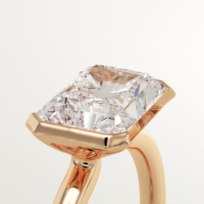 2 CT Radiant Cut Half Bezel Moissanite Engagement Ring