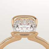 2.0 CT Cushion Cut Half Bezel Lab-Grown Diamond Engagement Ring