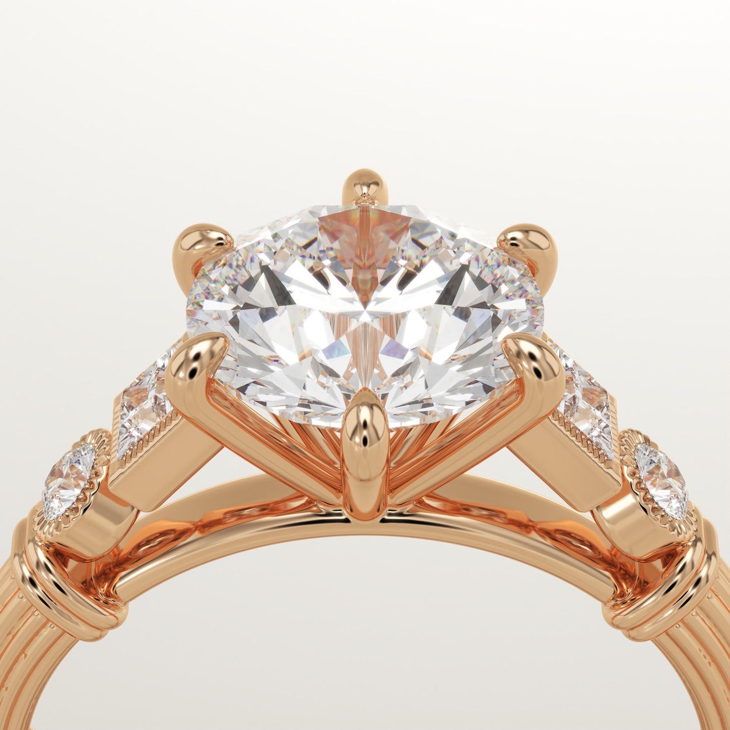 Round Cut Cluster Lab-Grown Diamond Engagement Ring