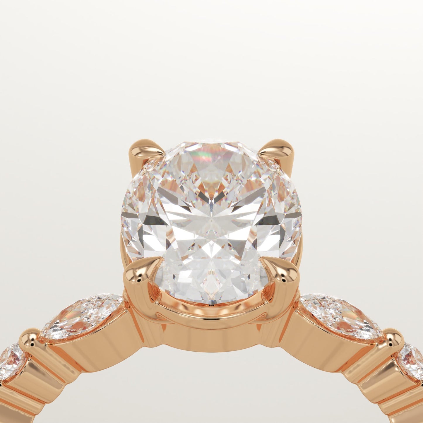 Oval Cut Pave Lab-Grown Diamond Engagement Ring