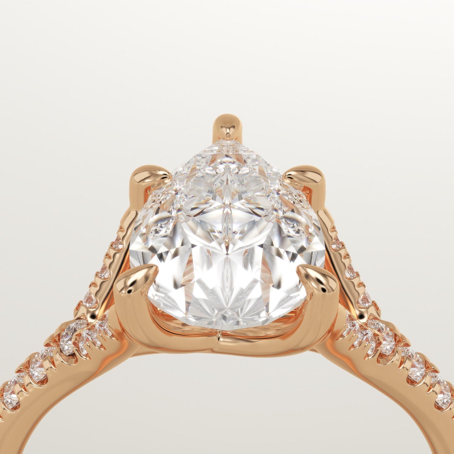 Pear Cut Pave Split Shank Lab-Grown Diamond Engagement Ring