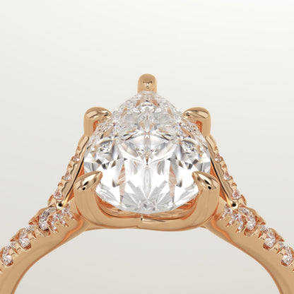 Pear Cut Pave Split Shank Lab-Grown Diamond Engagement Ring