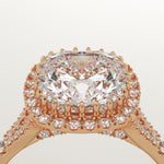 2.0 CT Cushion Cut Halo & Pave Lab-Grown Diamond Engagement Ring