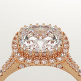 2.0 CT Cushion Cut Halo & Pave Lab-Grown Diamond Engagement Ring