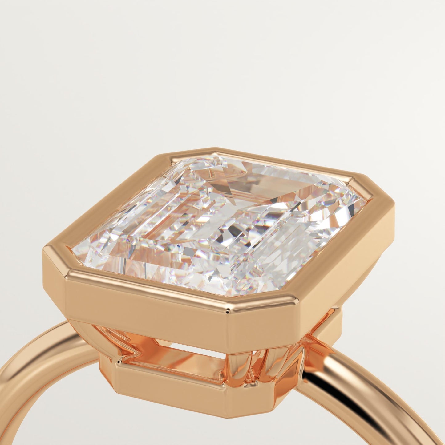 1.75 CT Emerald Cut Bezel Moissanite Engagement Ring