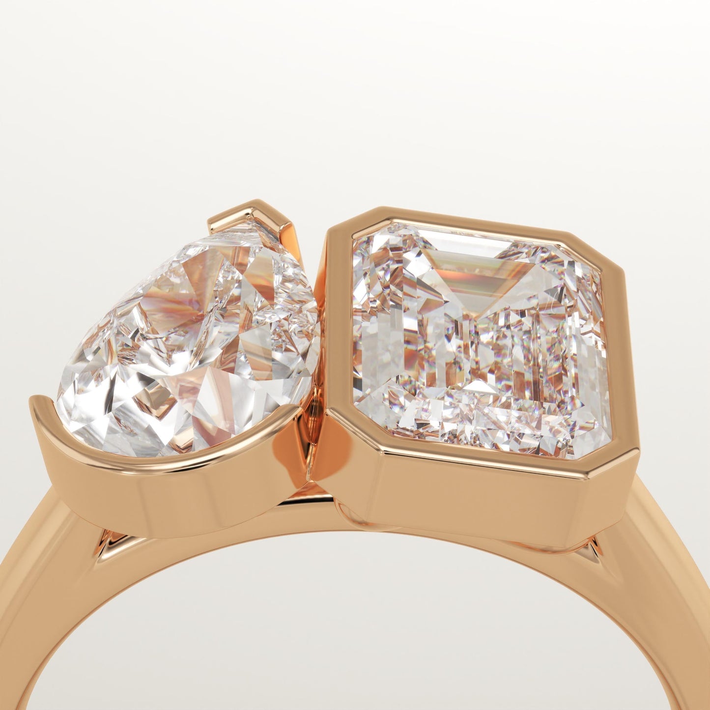 3 TCW Pear & Emerald Cut Toi Et Moi Lab-Grown Diamond Engagement Ring