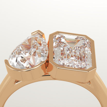 3 TCW Pear & Emerald Cut Toi Et Moi Lab-Grown Diamond Engagement Ring