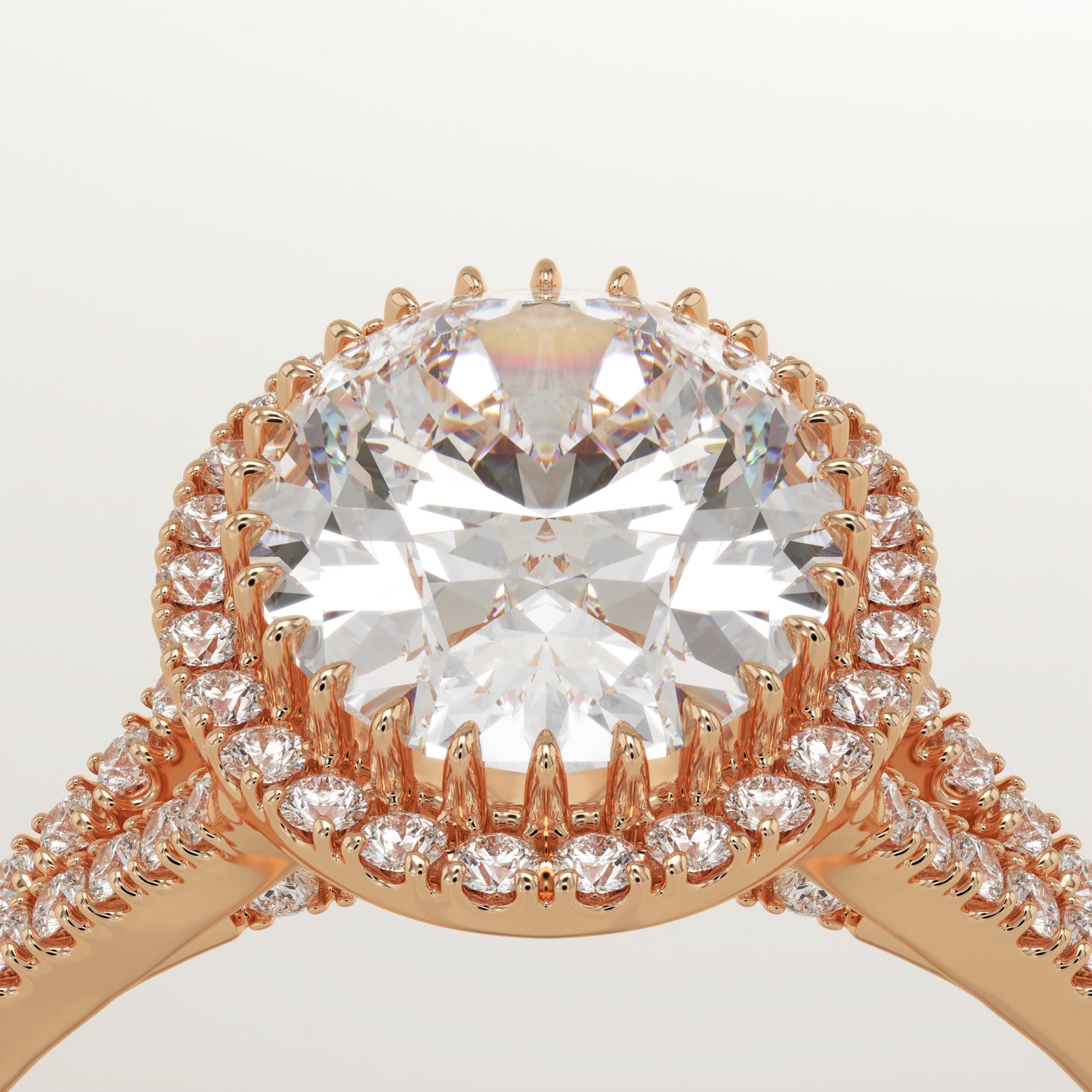 2.0 CT Oval Cut Halo & Pave Lab-Grown Diamond Engagement Ring