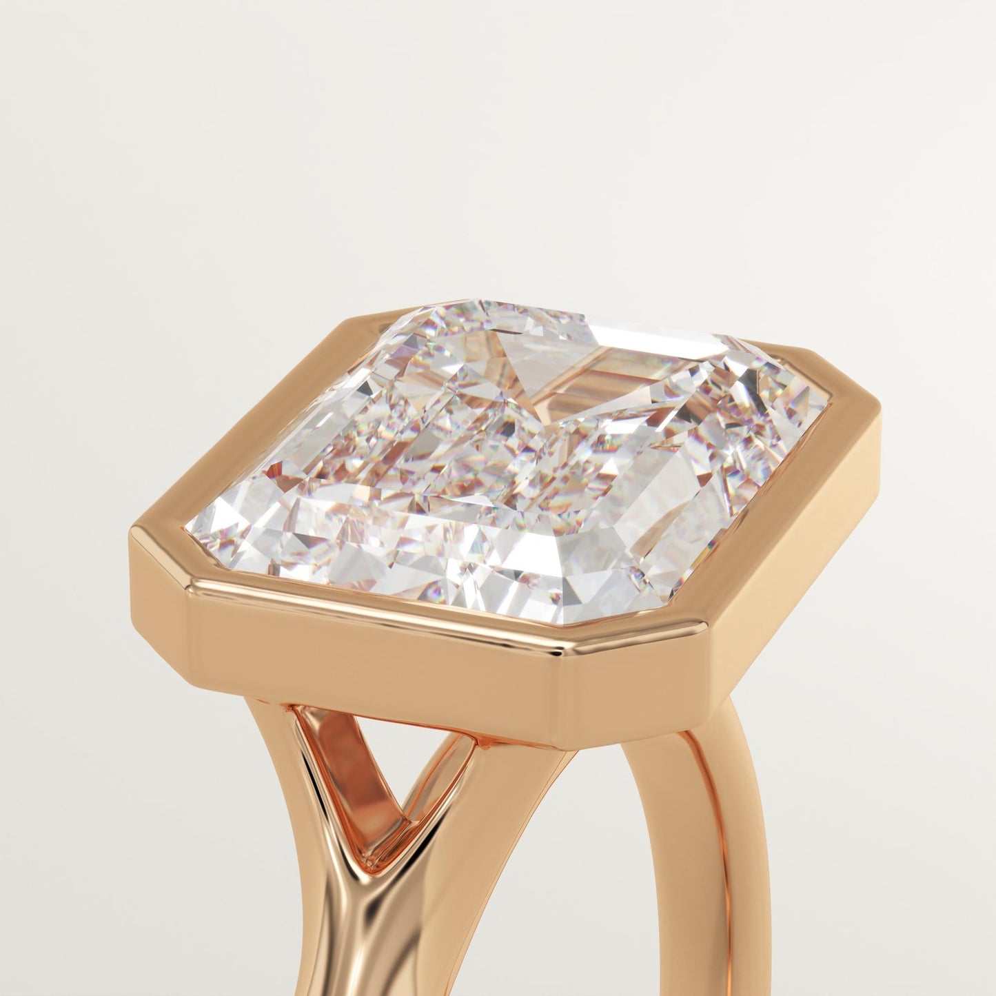 East West Emerald Cut Bezel Lab-Grown Diamond Engagement Ring