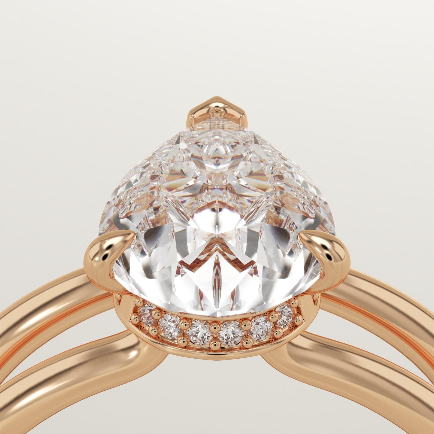 1.5 CT Pear Cut Double Shank Hidden Halo Moissanite Engagement Ring