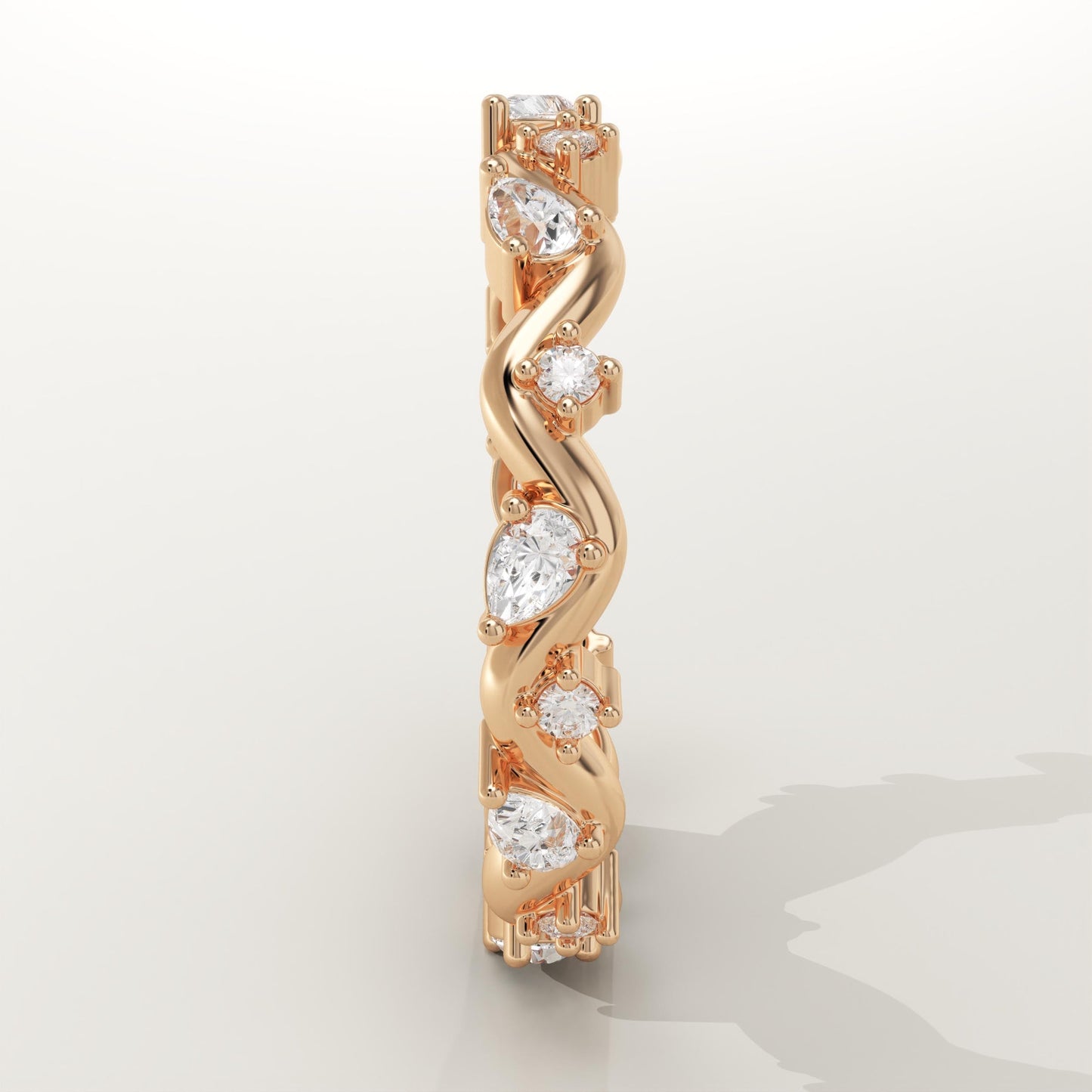 0.56 TCW Round & Pear Lab-Grown Diamond Curved Wedding Band