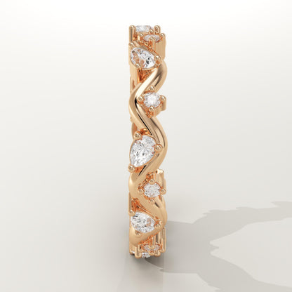 0.56 TCW Round & Pear Lab-Grown Diamond Curved Wedding Band