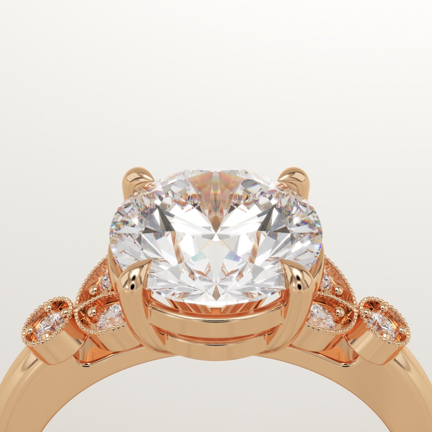 Round Cut Vintage Art Deco Lab-Grown Diamond Engagement Ring