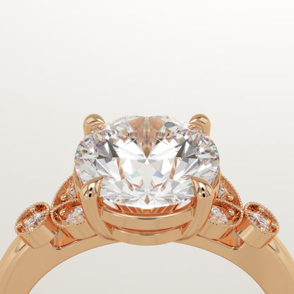 Round Cut Vintage Art Deco Lab-Grown Diamond Engagement Ring