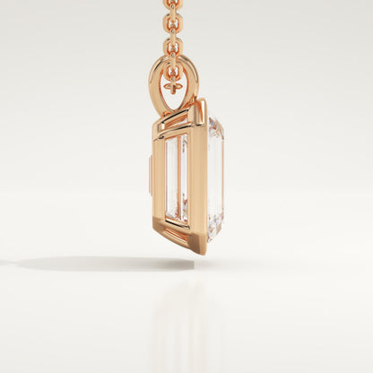 2 CT Emerald Lab-Grown Diamond Solitaire & Bezel Necklace