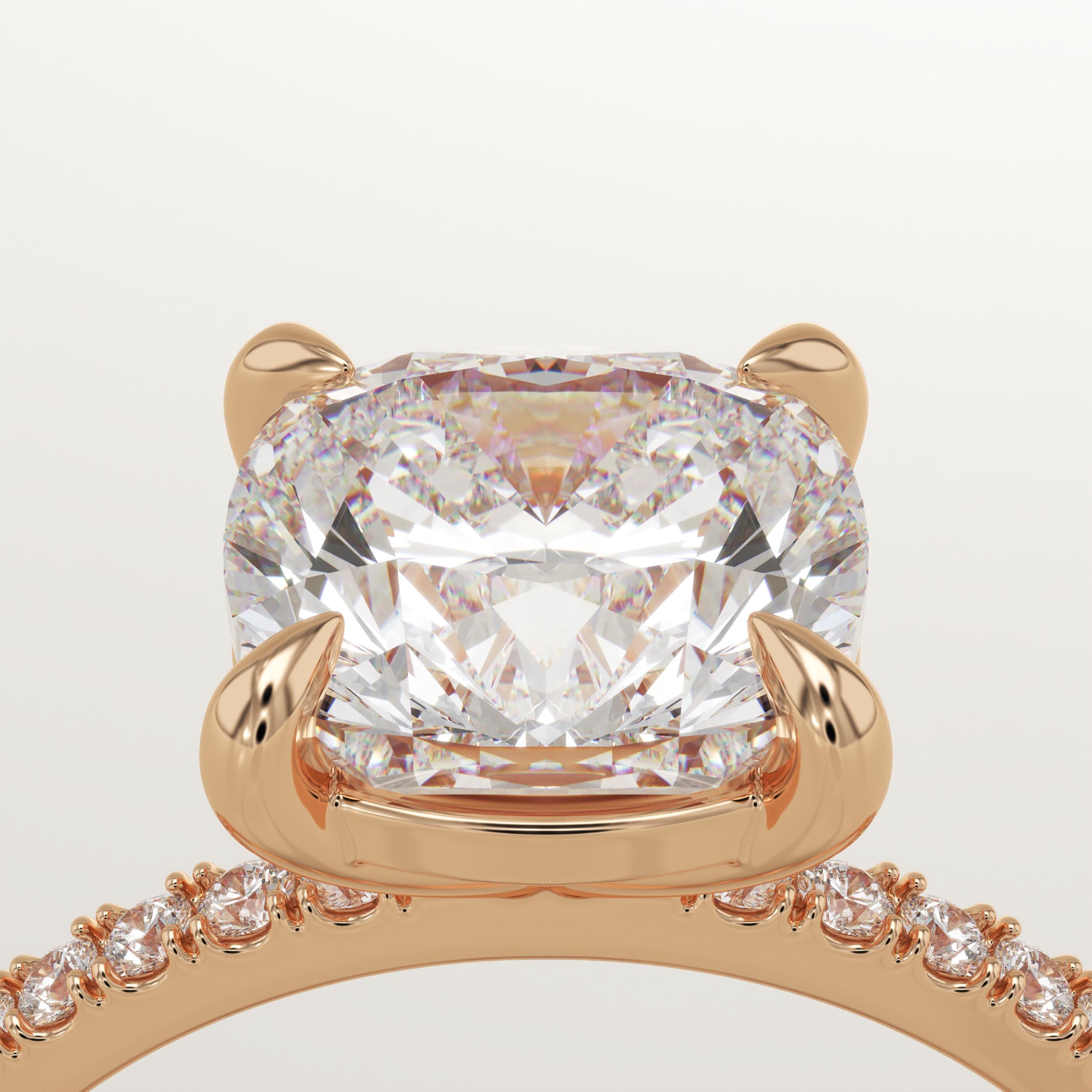 2.0 CT Cushion Cut Pave Lab-Grown Diamond Engagement Ring