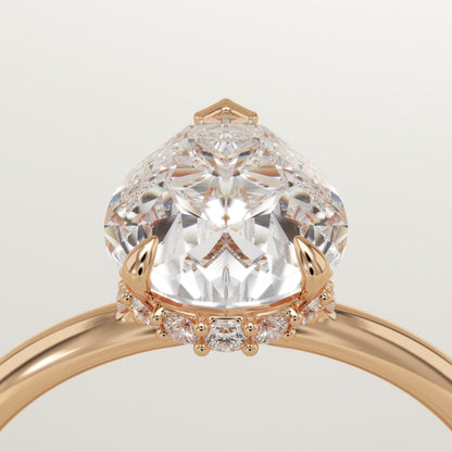 1.5 CT Pear Cut Hidden Halo Moissanite Engagement Ring