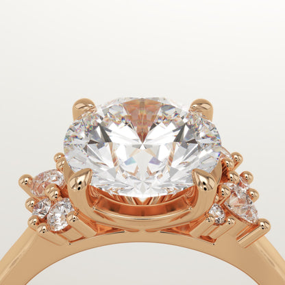 Round Cut Cluster Lab-Grown Diamond Engagement Ring