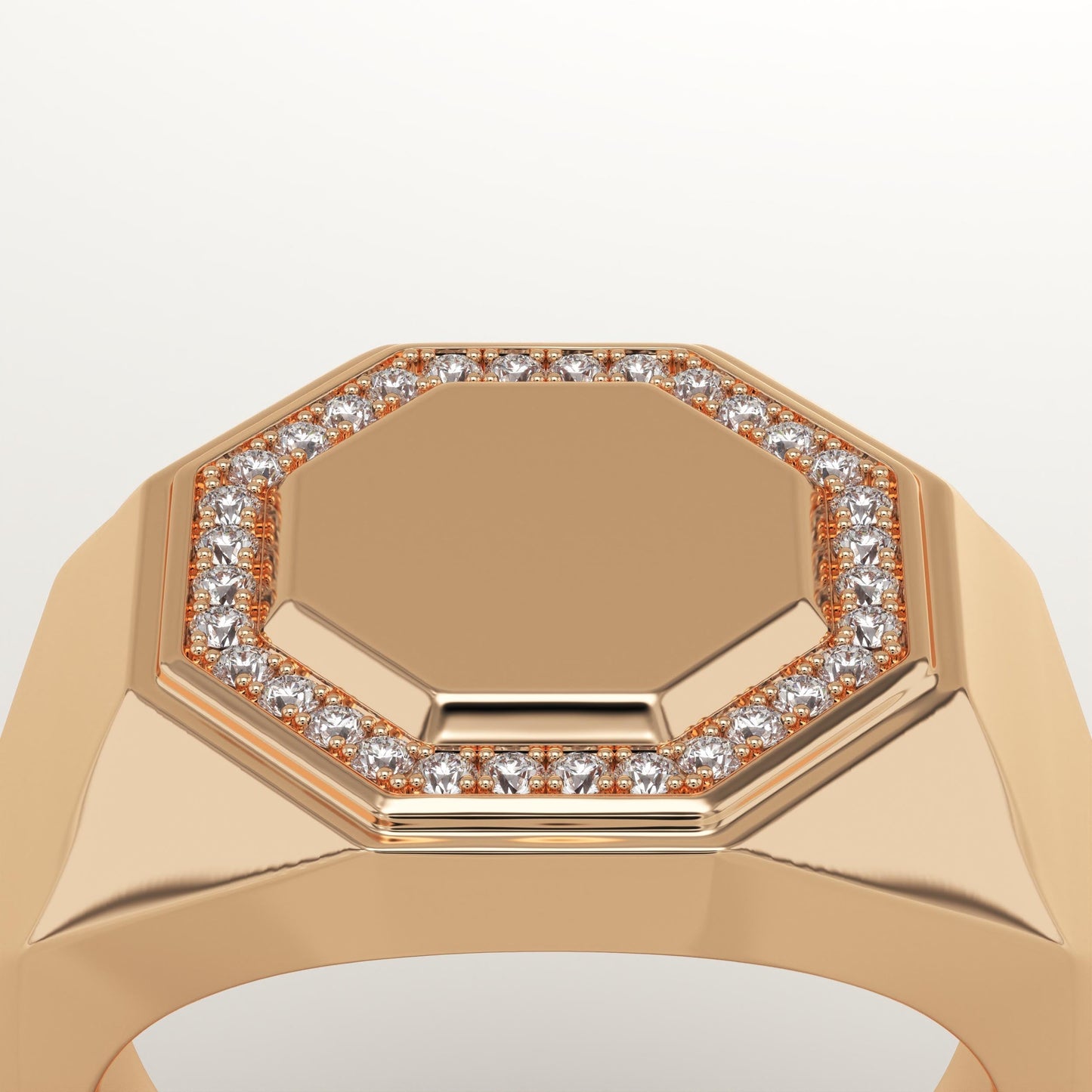 0.18 TCW Round Lab-Grown Diamond Signet Wedding Band For Men