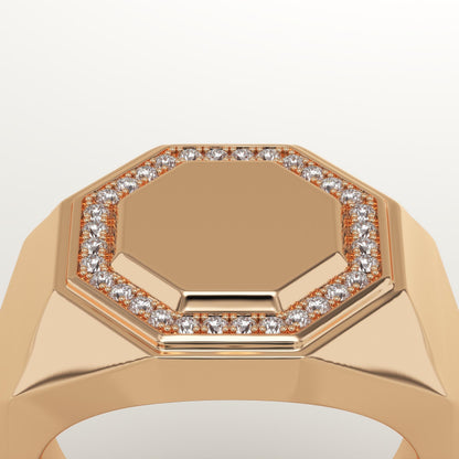 0.18 TCW Round Lab-Grown Diamond Signet Wedding Band For Men