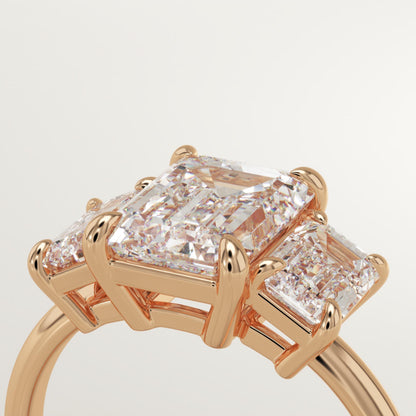 Emerald Cut Three Stone Lab-Grown Diamond Engagement Ring