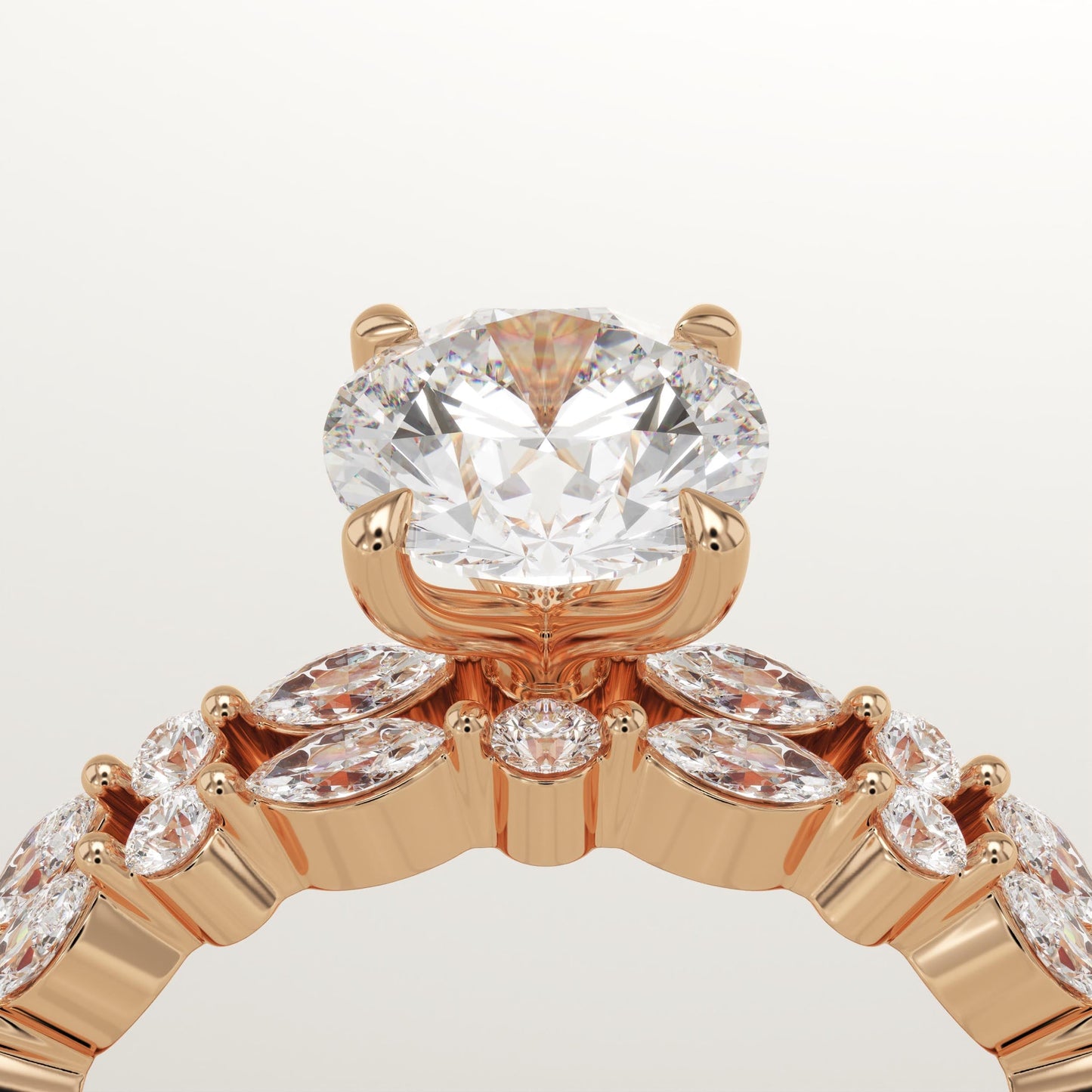 Round Cut Pave Lab-Grown Diamond Bridal Set
