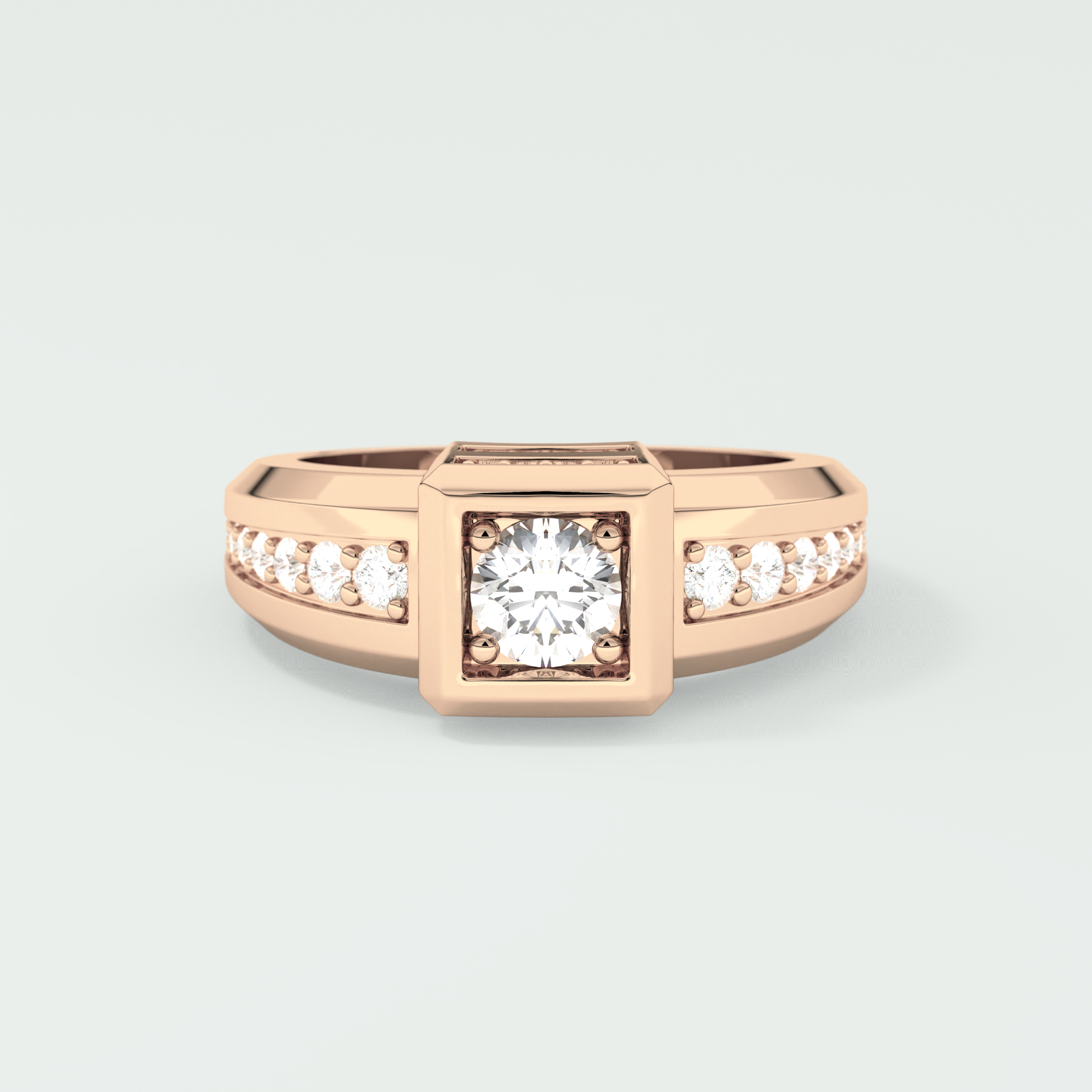 0.45 CT Round Lab Grown Diamond Channel Setting Band For Him