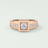0.45 CT Round Lab Grown Diamond Channel Setting Band For Him