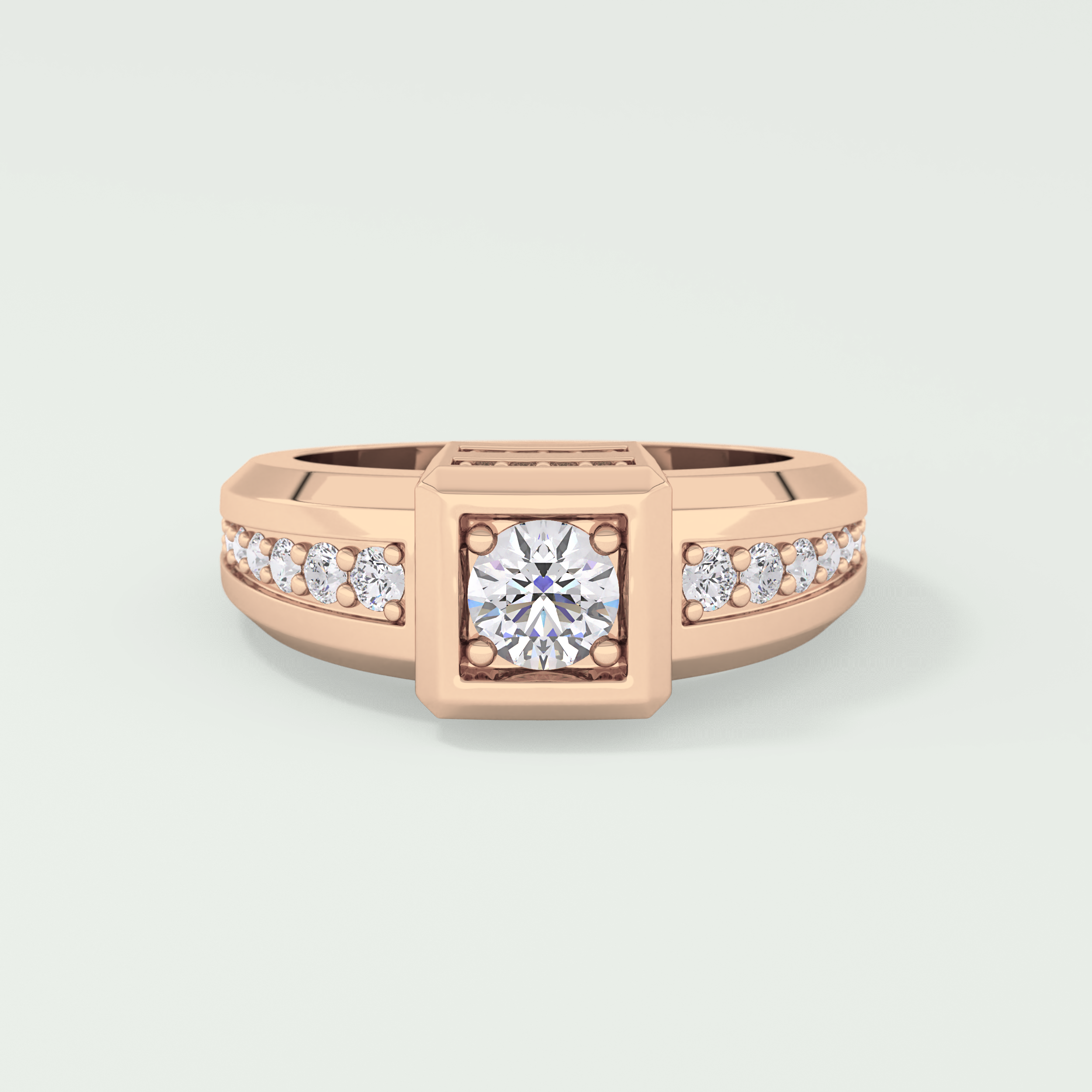 0.45 CT Round Lab Grown Diamond Channel Setting Band For Him
