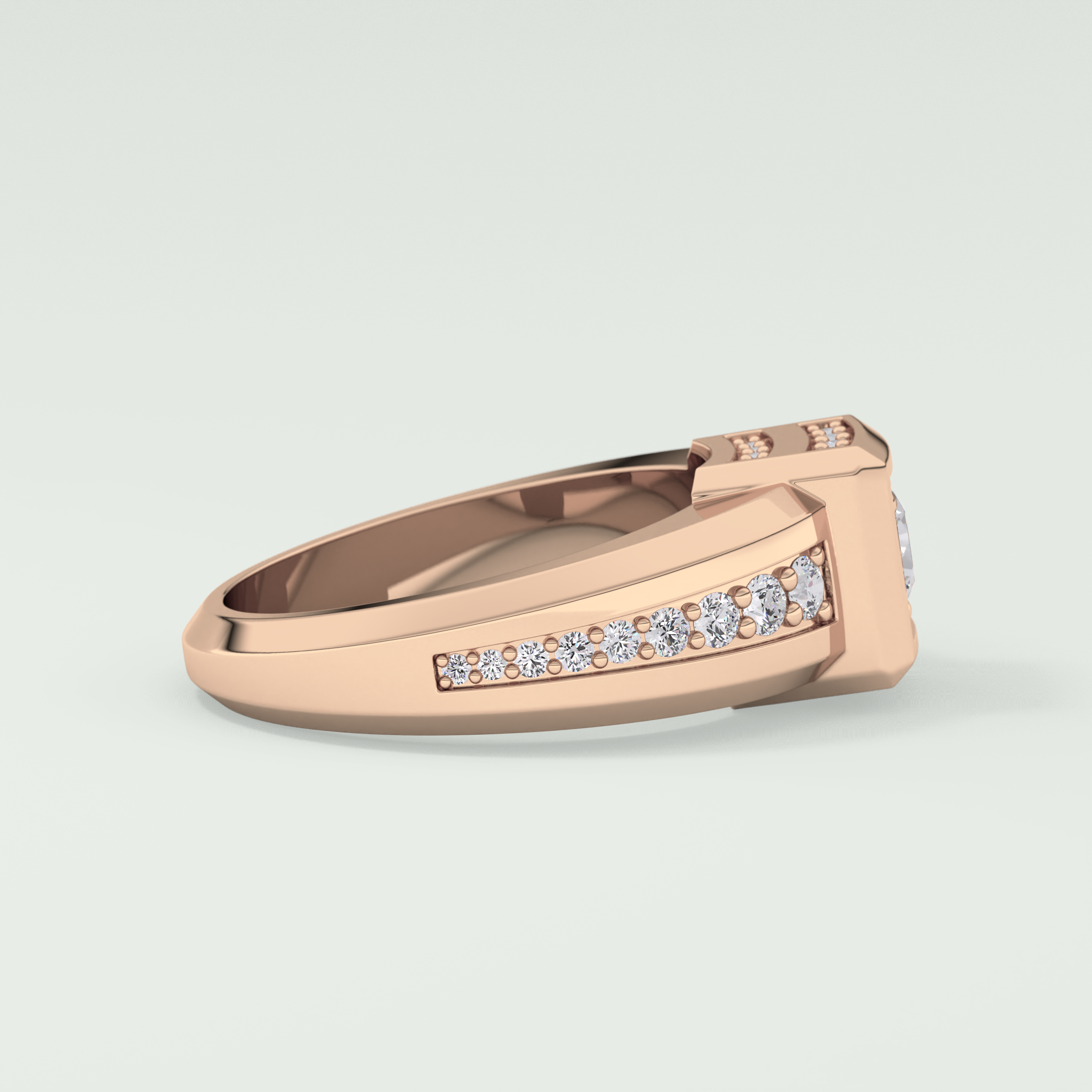 0.45 CT Round Lab Grown Diamond Channel Setting Band For Him