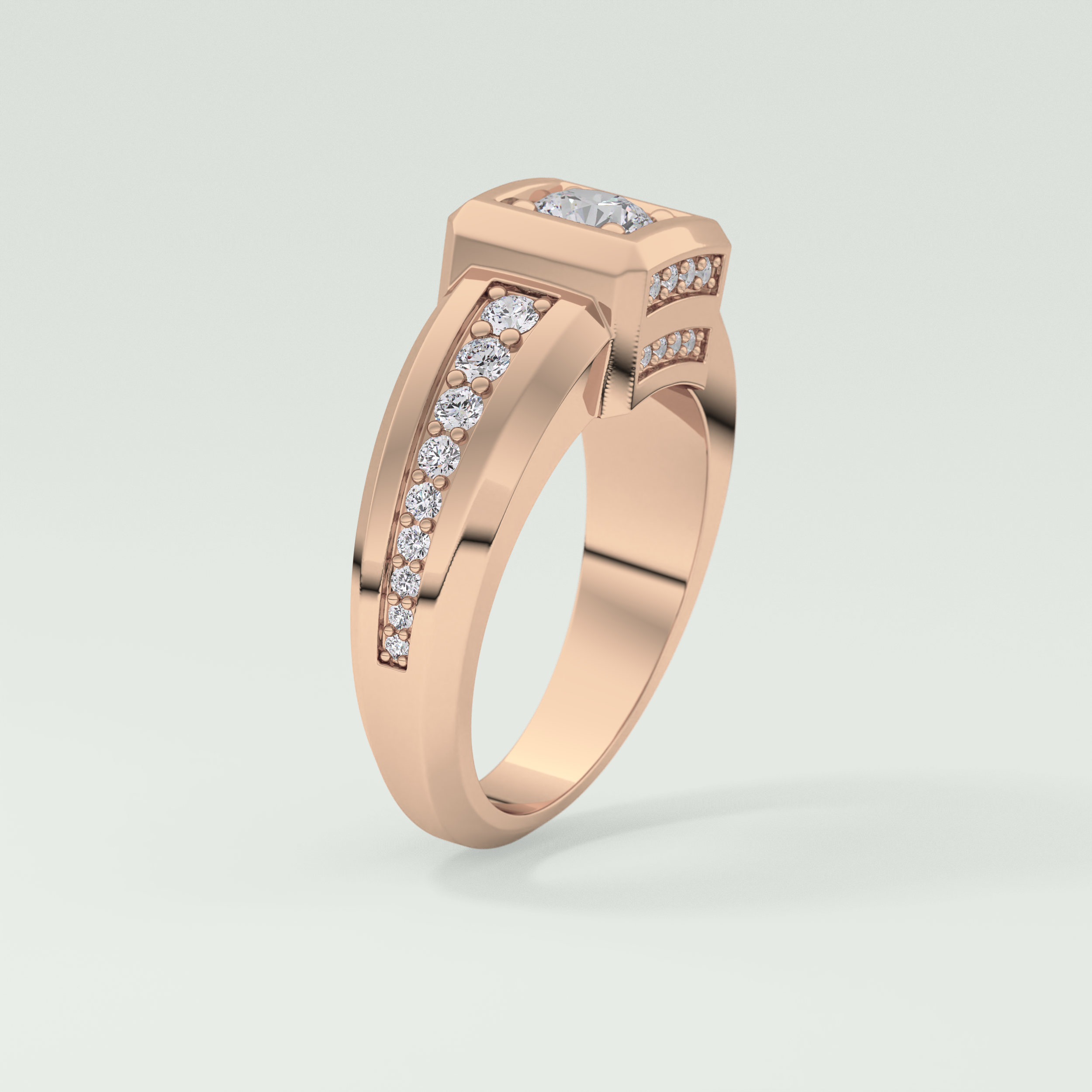 0.45 CT Round Lab Grown Diamond Channel Setting Band For Him