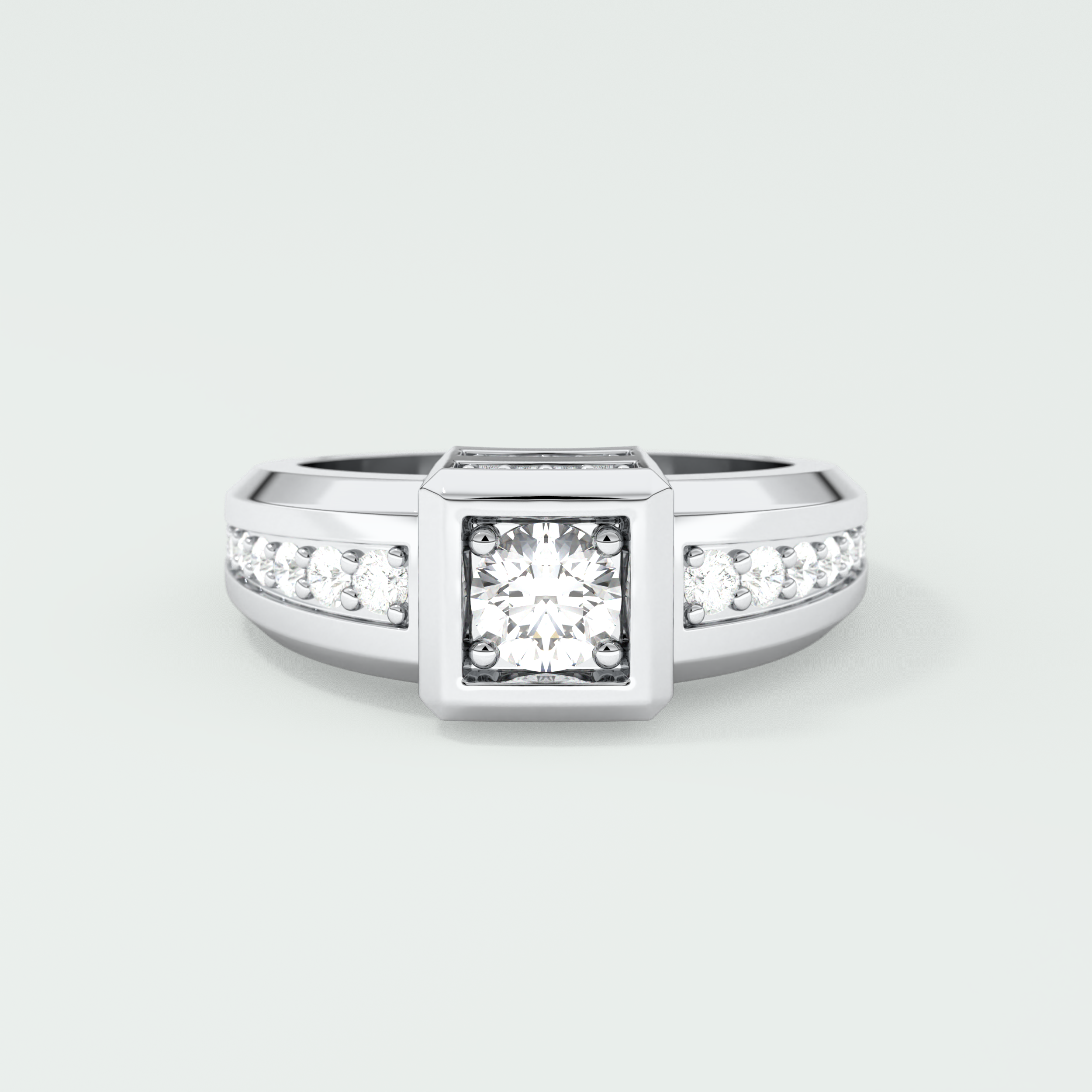 0.45 CT Round Lab Grown Diamond Channel Setting Band For Him