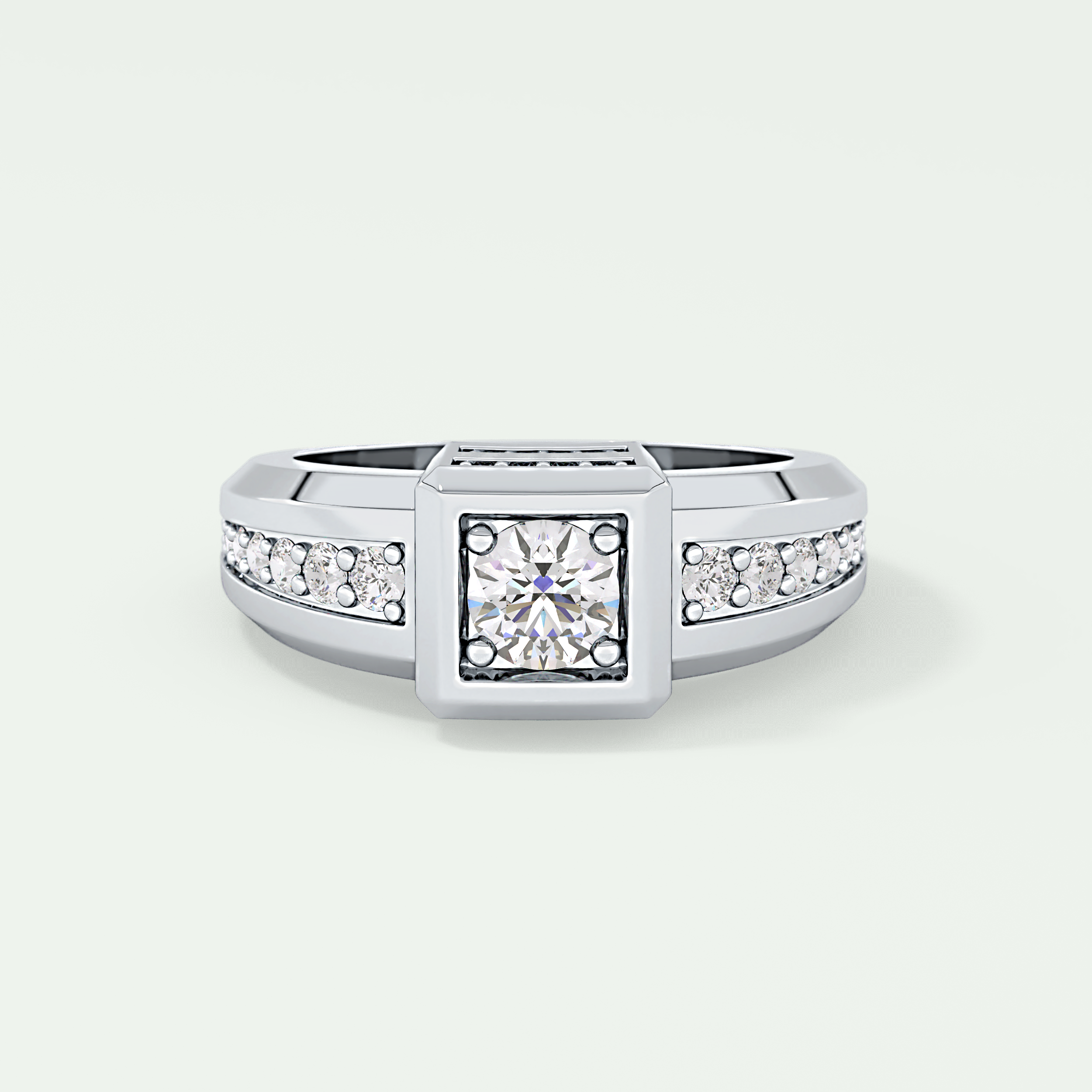 0.45 CT Round Lab Grown Diamond Channel Setting Band For Him
