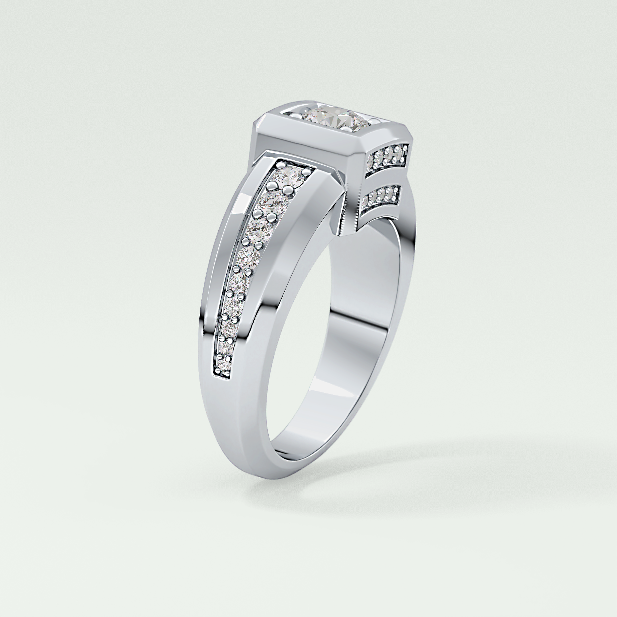 0.45 CT Round Lab Grown Diamond Channel Setting Band For Him